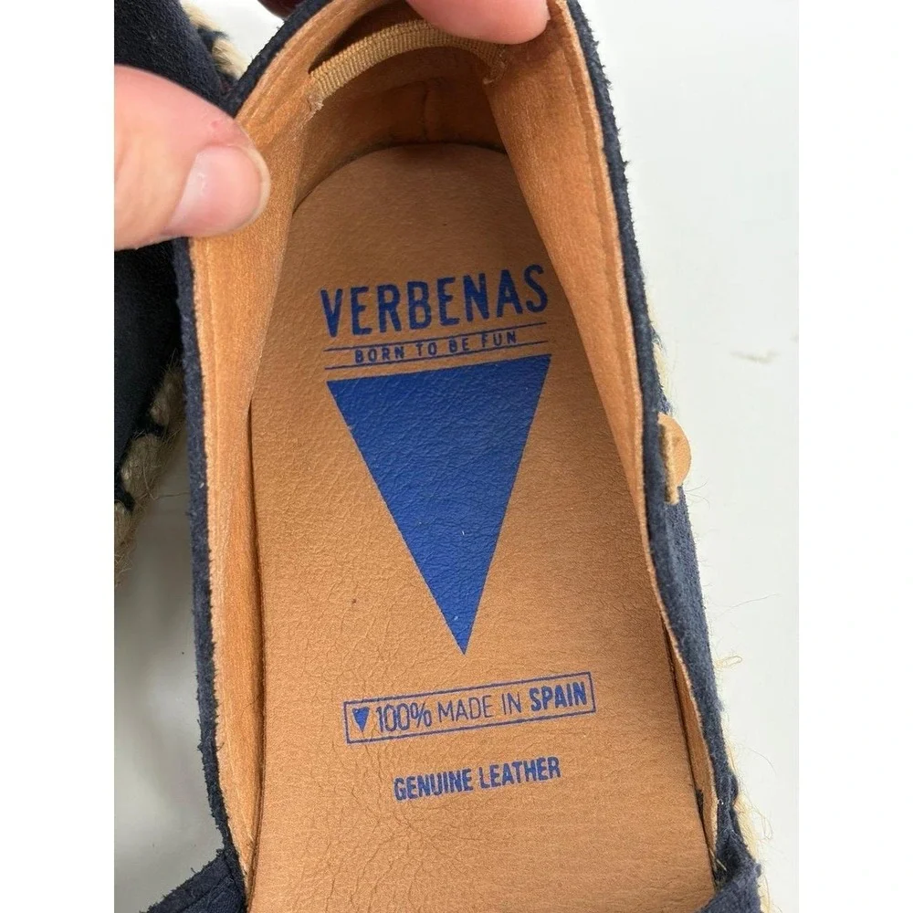 Verbenas Carmen Serraje Suede Leather Flat Espadrilles Navy Shoes,Women 39 (8.5)
